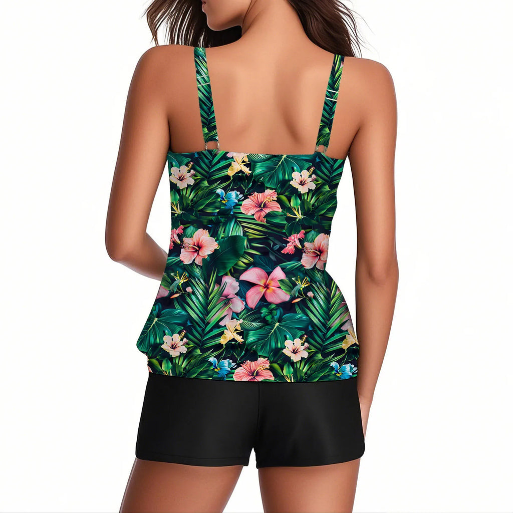 2026 Pinted Floral Tankini Two Pieces Swimsuit Women Vintage Swimwear Female Bathers Bathing Swimming Swim Suit Beachwear