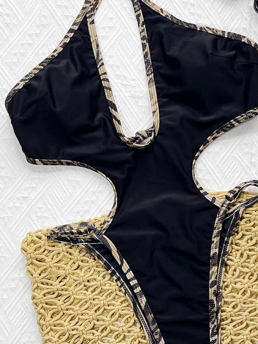 Sexy Hollow Out Cross Backless One Piece Swimsuit Women Thong Swimwear Female Monokini High Leg Cut Bathing Suit Swim Beachwear