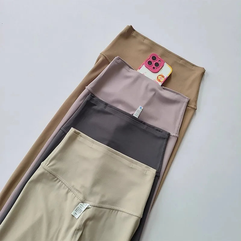 High Waist Women's Yoga Fitness Pants Naked Skin Feeling with Pockets Sports Tight Fit Running Trousers Hip Lifting Pants