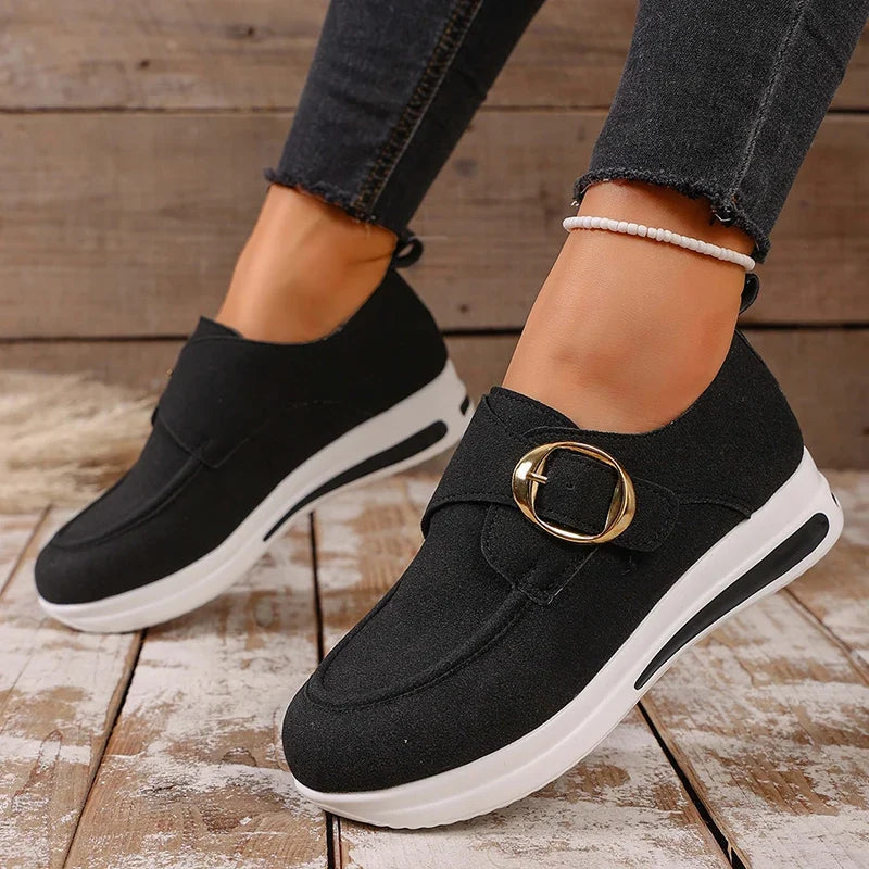 2025 Faux Suede Platform Loafers Women Lightweight Slip On Thick Sole Sneakers Woman Plus Size 43 Comfort Non Slip Casual Shoes