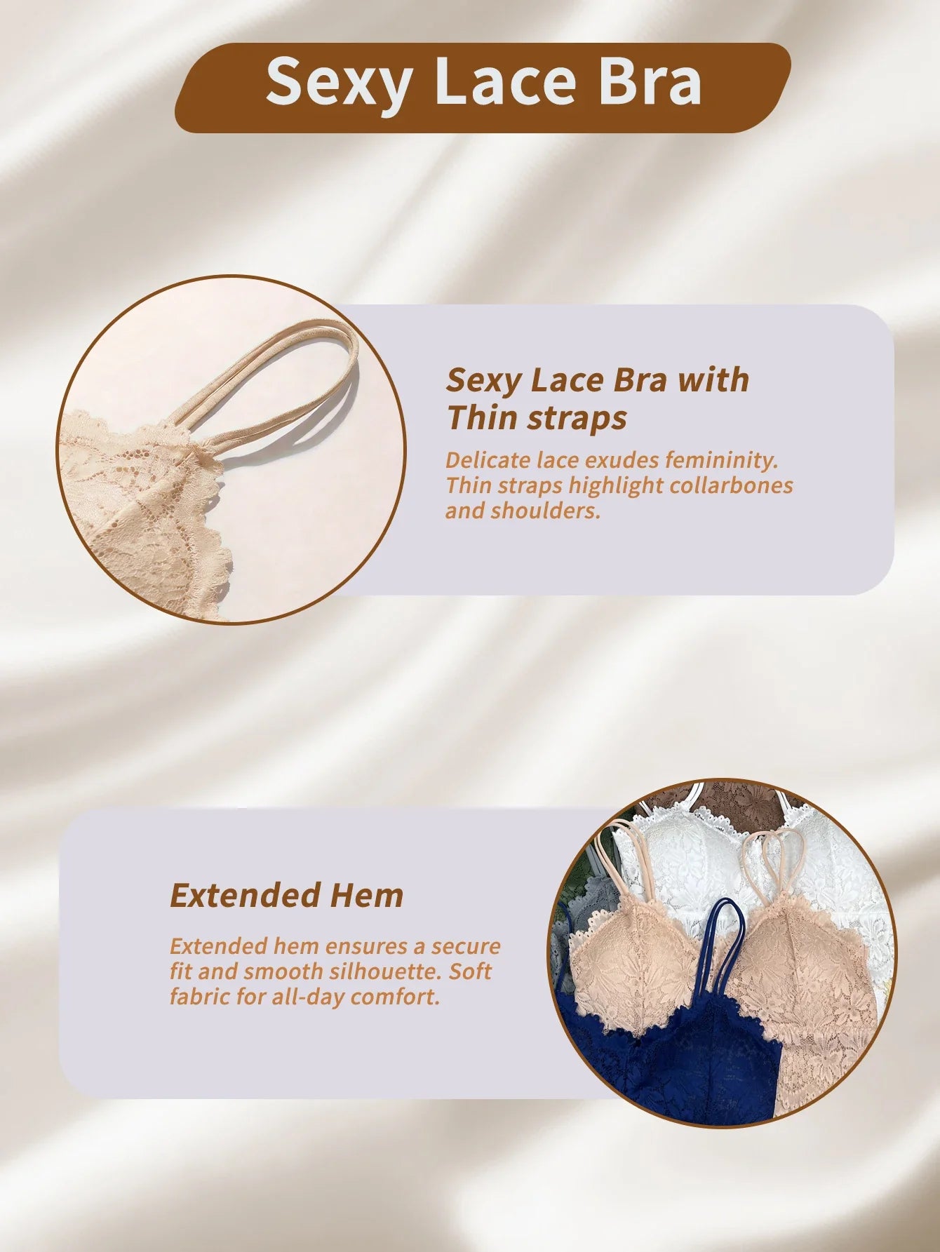 7 Pieces Color Women' Sexy Lace Wire-free Bras Lightweight Breathable Back Support, Gathered Shaping for Natural Curves