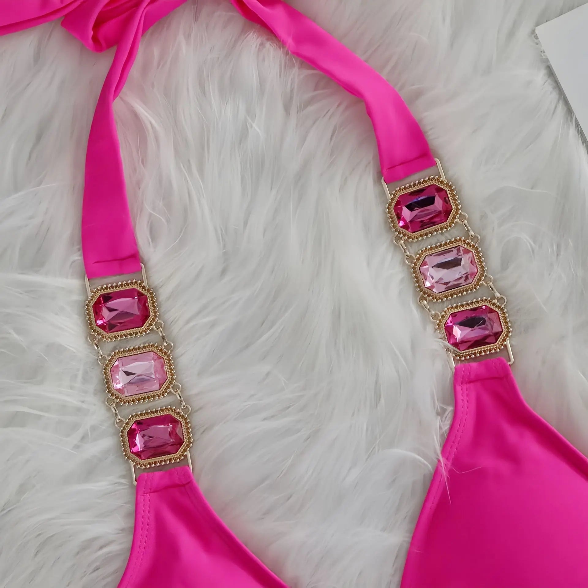 Halter Brazilian Rhintstones Diamond Bikini Women Swimsuit Female Swimwear Two Pieces Bikini Set Scrunch Butt Bathing Suit Swim