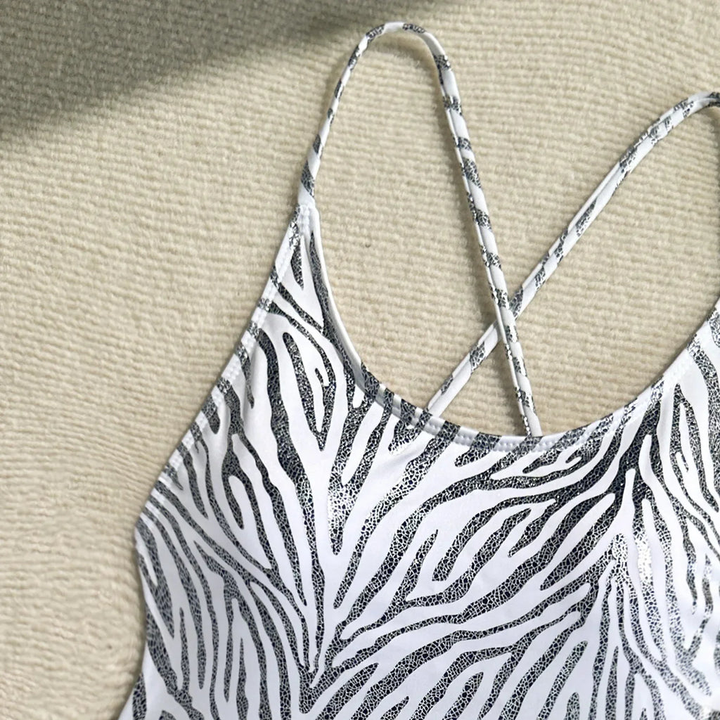 Printed Extreme Mini Micro Thong Women Swimwear One Piece Swimsuit Female Cross Back High Cut Monokini Bather Bathing Suit Swim