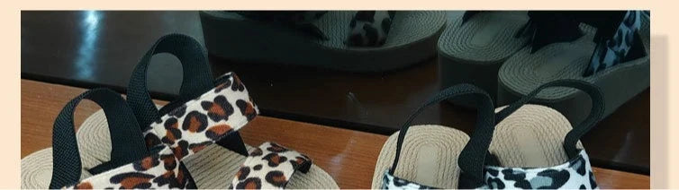 2026 Light Weight Summer Leopard Sandals For Women Daily Walking Shoes Soft EVA Elastic Band Girls Student Platform Sandalias