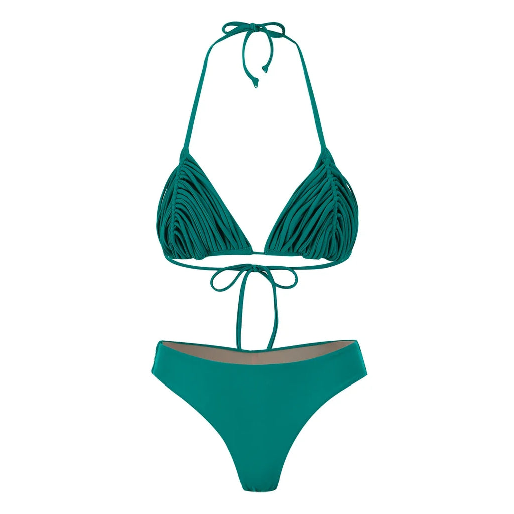 New Bandage Stripes Brazilian Bikini Swimwear Women's Swimsuit Two Piece Set Female Sexy Lace up Mujer Beachwear Summer