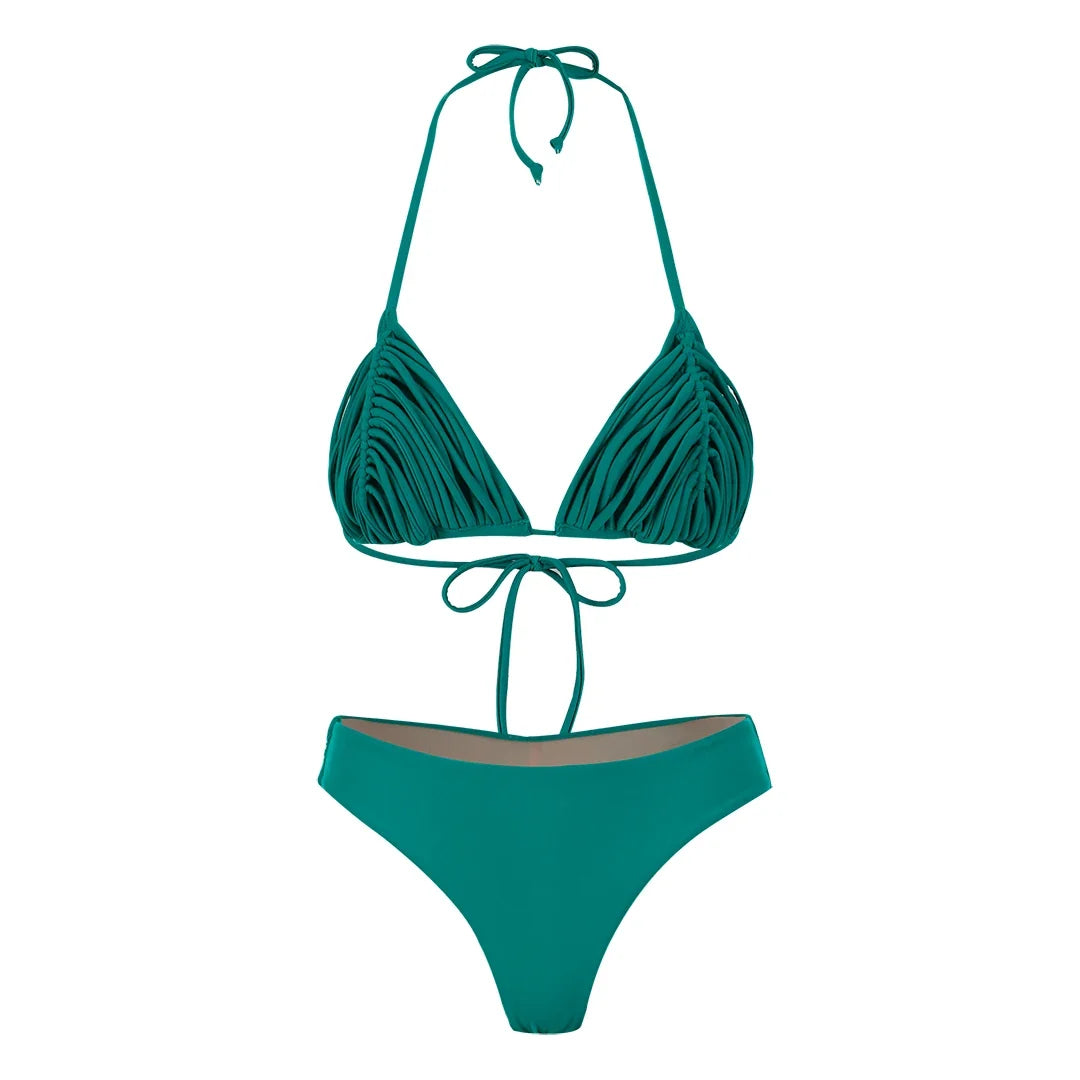 New Bandage Stripes Brazilian Bikini Swimwear Women's Swimsuit Two Piece Set Female Sexy Lace up Mujer Beachwear Summer