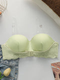 Women's Sexy Lace Front-Buckle Bra with Steel Ring Gathered Push-Up Breathable Comfortable Close-Fitting Underwear MR3466