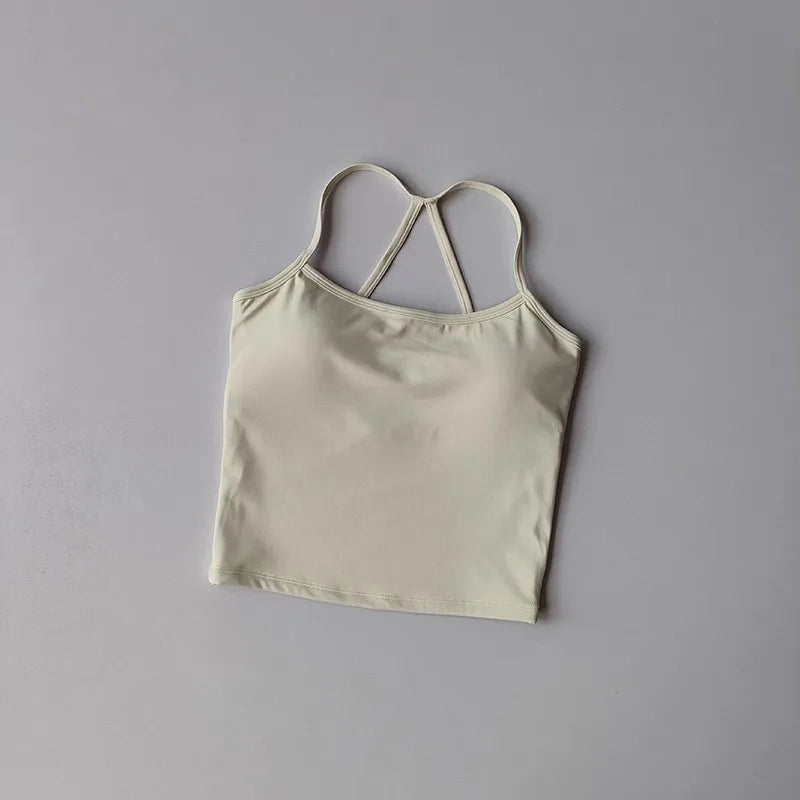 Women's Slim Fit Yoga Fitness Vest Skin Friendly Nude Sports Bra Pilates Top Beautiful Back Design Suspension Yoga Sports Bra