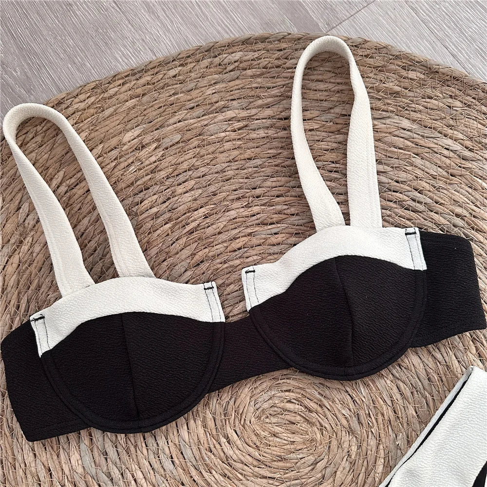 Push Up Solid Patchwork Bikini 2023 Sexy Women Swimsuits Female Swimwear Micro Bikini Set Brazilian Biquini Beachwear Swim Suit