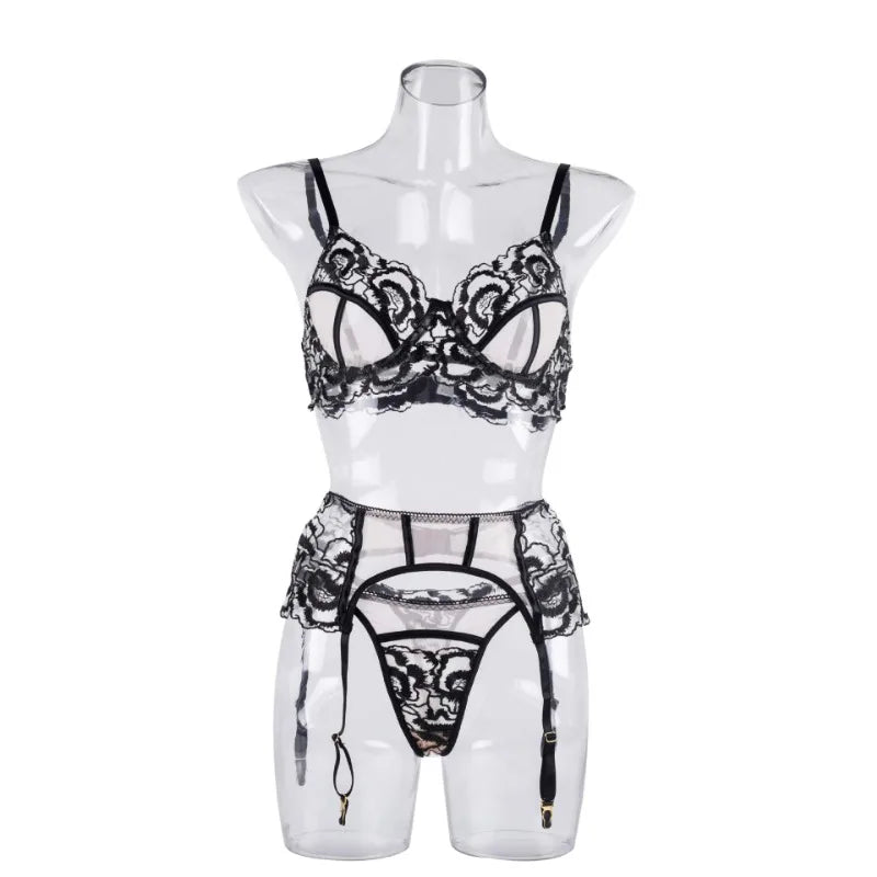 Toucheart Sexy Lingerie Set Mesh Lace Patchwork Sexy Underwear with Ring Waist Seal Women's Underwear Exotic Style Sexy Suit New