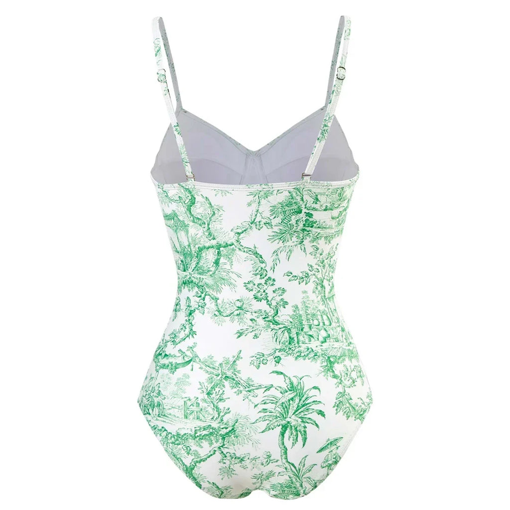 S - XL Sexy With Skirt Printed High Cut Underwired Women Swimwear One Piece Swimsuit Female Bather Bathing Suit Swim Lady V4611