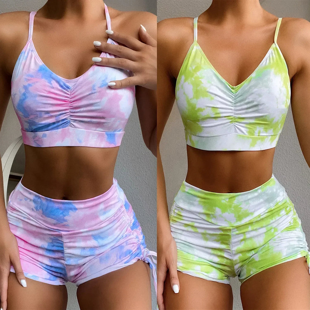 New Two Piece Swimsuit Swimwear Women Print Shirring High Waist Bathing Suit Beachwear High Quality Banadores Bikini 2026 Mujer