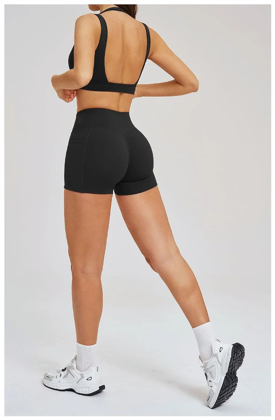 Women' Sports High Waist Shorts Set Fitness Cycling Elastic Sports Pants Yoga Bra Set Gym Sportswear Workout Set Athletic