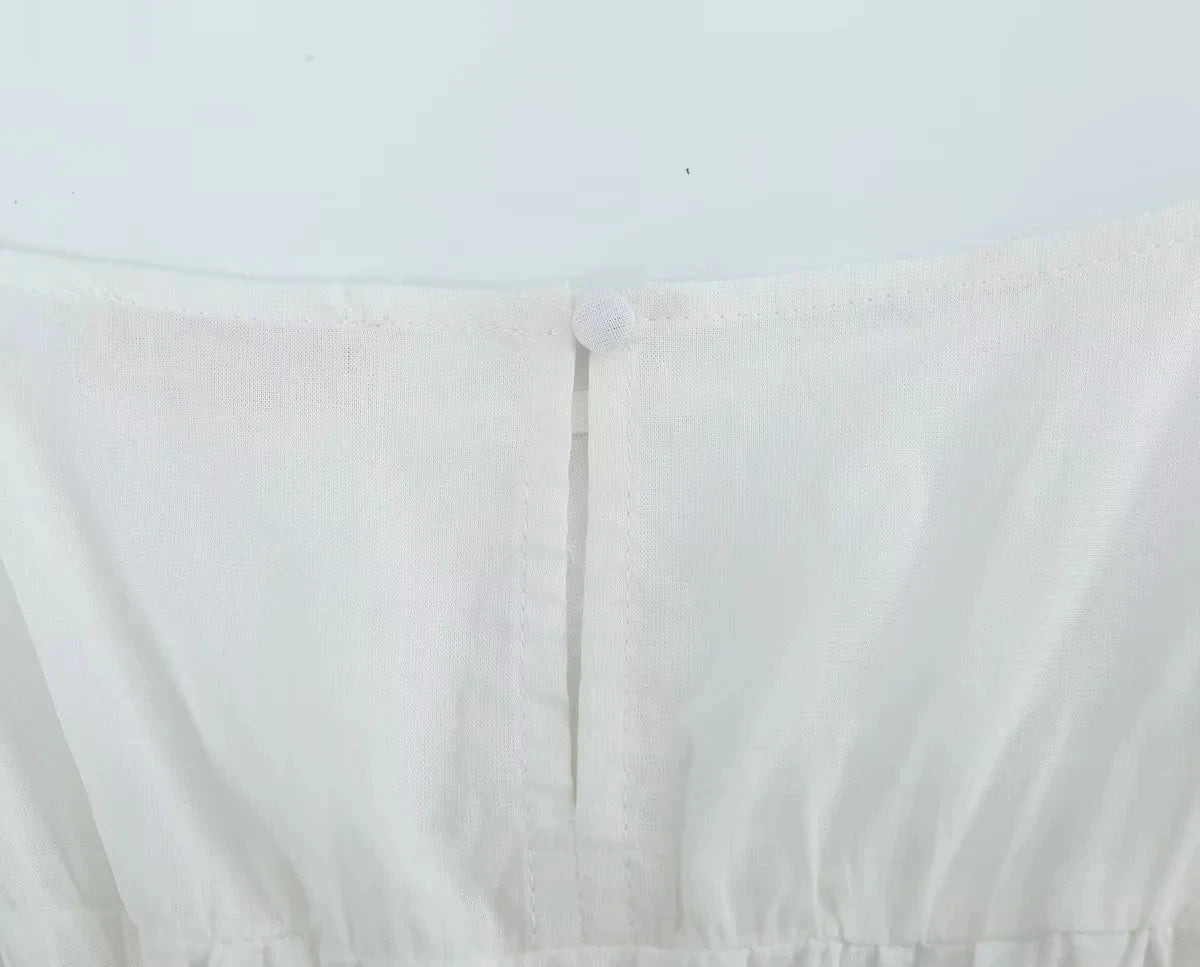 Foridol White Summer Linen Women Blouse Off Shoulder Lantern Sleeve Short Blouse Top 2025 Spring Smocked Pelpum Top New