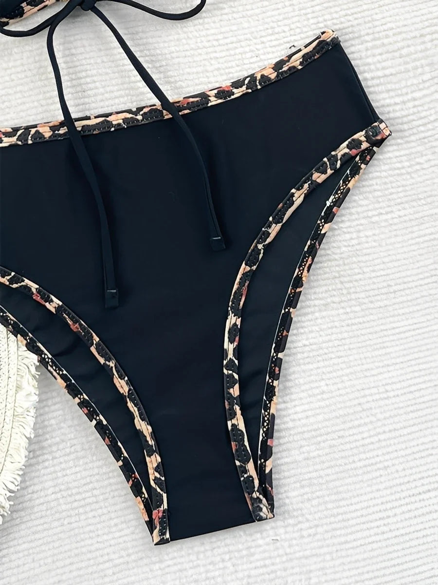 2026 Leopard Bikinis High Waist Swimsuit Women Tie Front Strappy Swimwear Female Beachwear Bathers Bathing Swimming Swim Suit