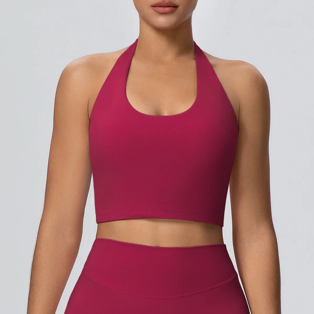 Sexy Gym Women's Sports Bra Breathable Hanging Neck Backless Sports Bra Women's Comfortable Exercise Pilates Training Yoga Top