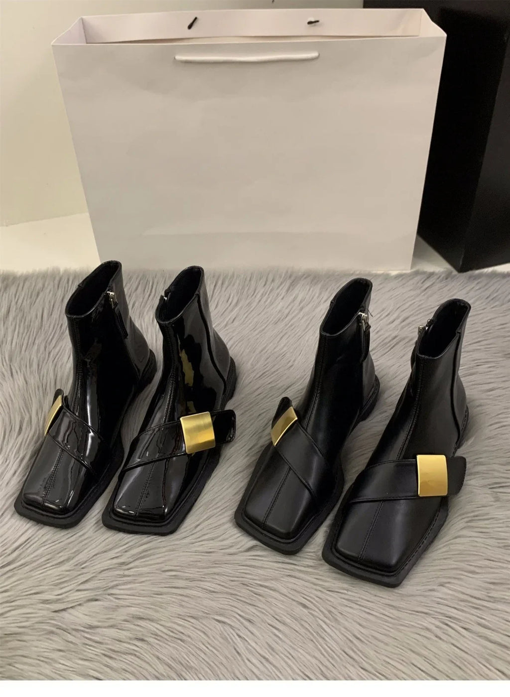 Designer Vintage Women Ankle Boots Fashion Square Toe Shoes Spring Autumn Flats Ladies Short Booties 2025