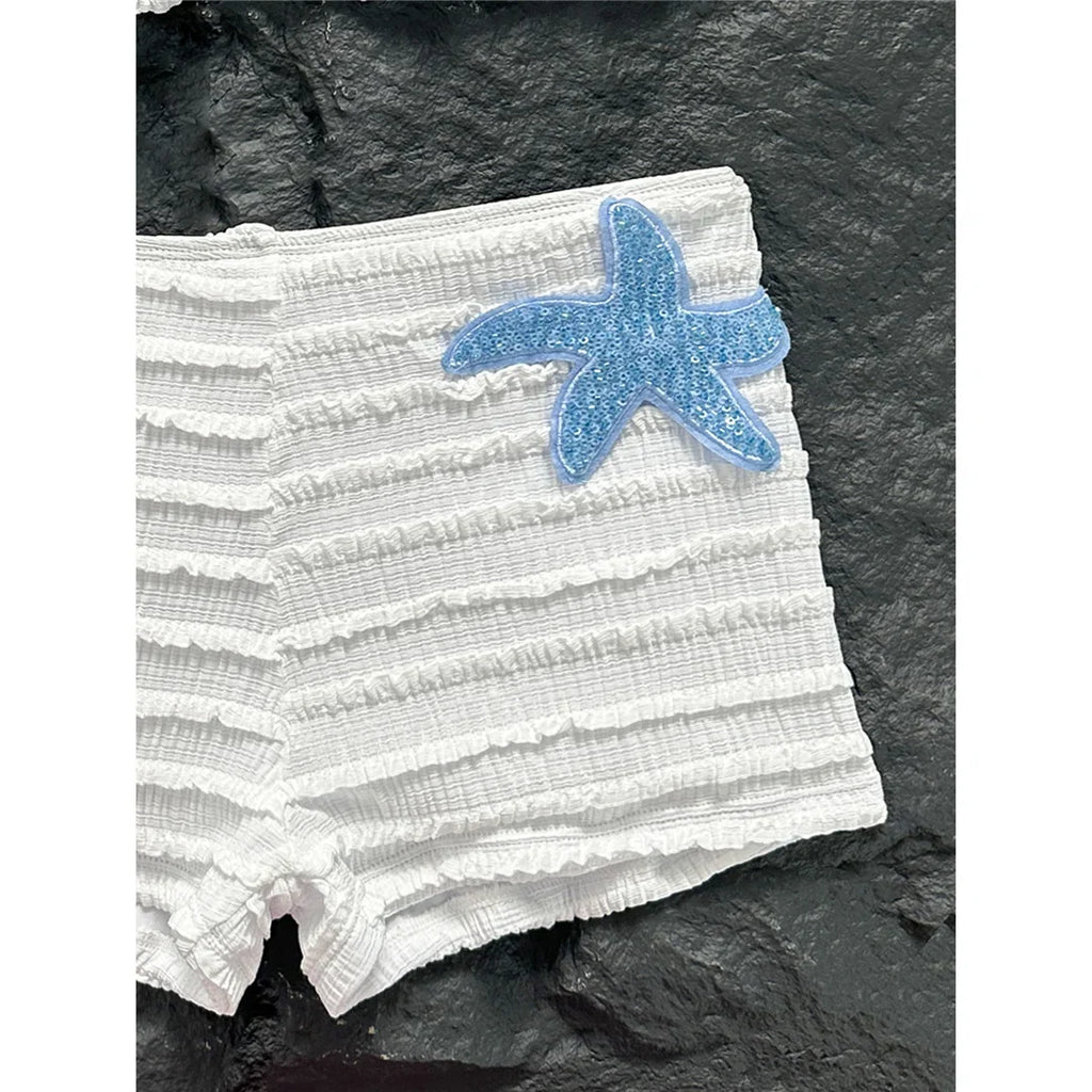 Sequins Starfish Halter High Waist Bikini Female Swimsuit Women Swimwear Two-Pieces Bikini Set Bather Bathing Suit Swim V8215