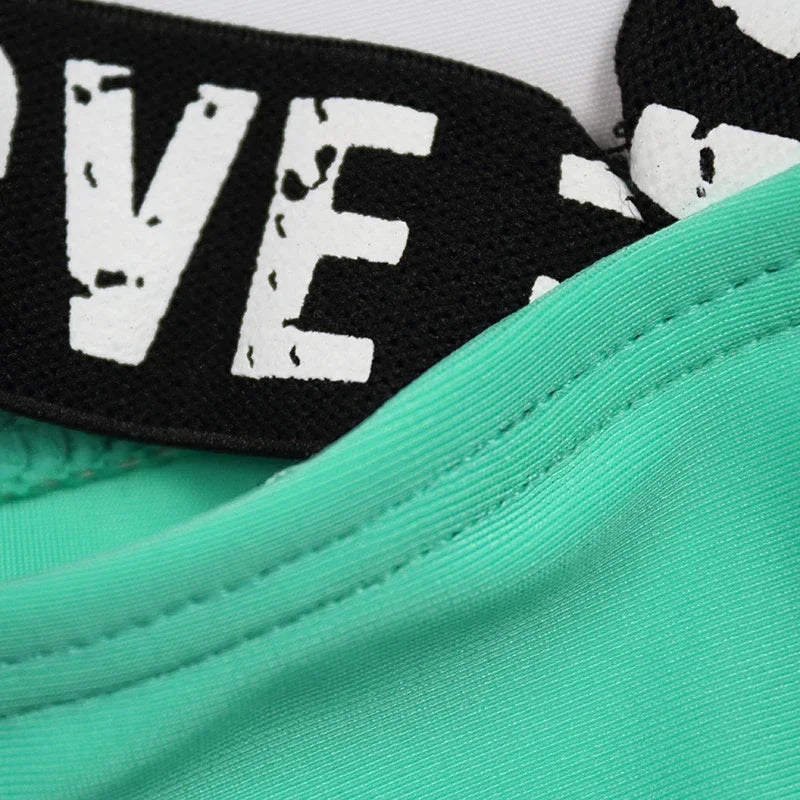 Bikini 2026 Sexy Green Swimwear Swimsuit Women Letter Bandage Bikinis Set Bathing Suit Beach Bikini Female Push Up High Quality