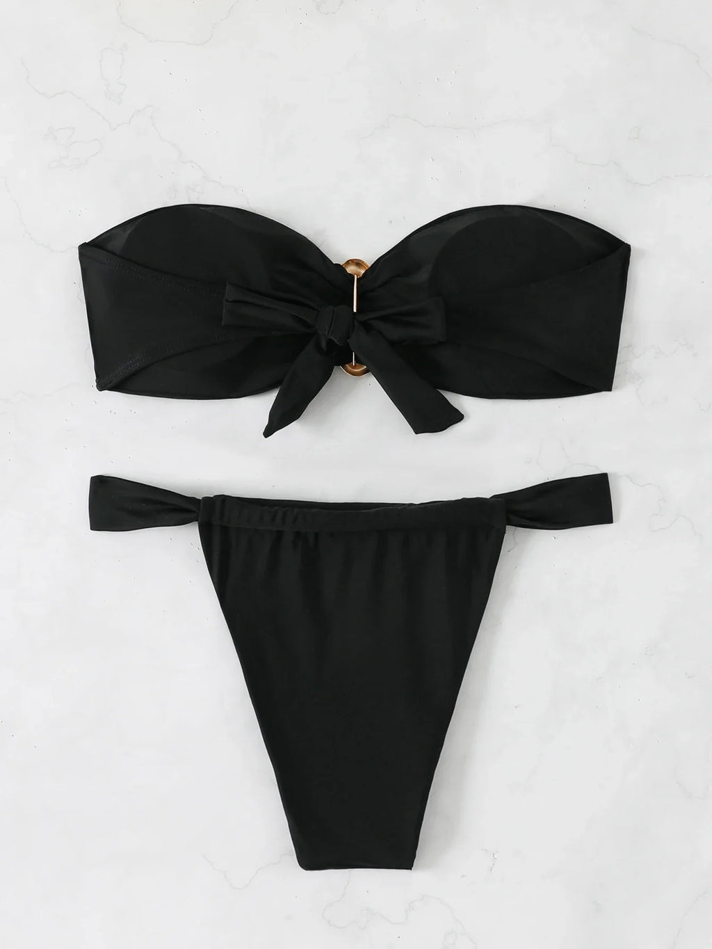 Bandeau Thong Bikinis 2026 Women Sexy Swimsuit Solid Padded Swimwear Female Bathers Bathing Swimming Swim Suit Beachwear