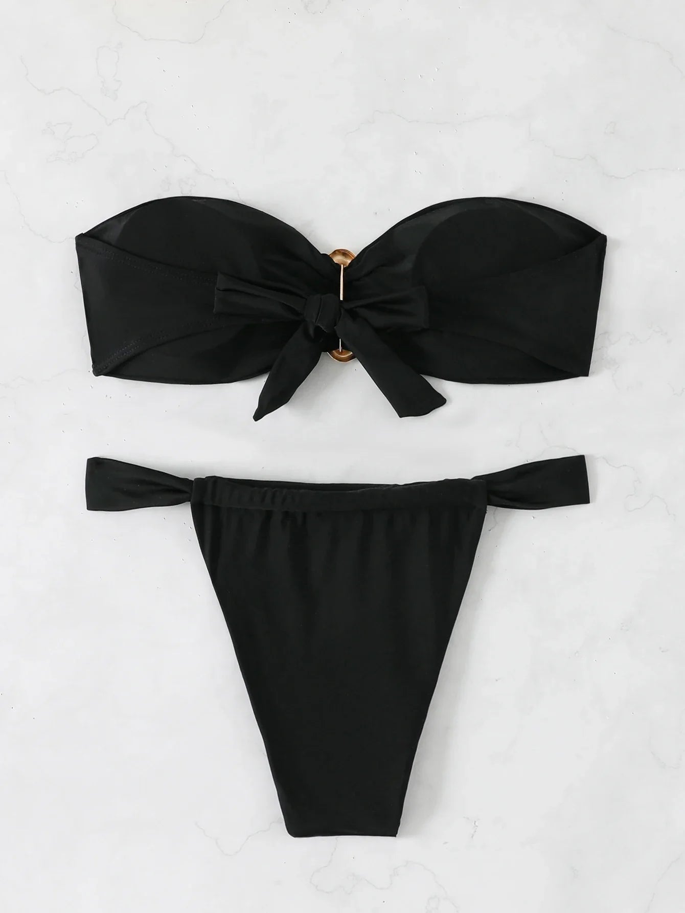 Bandeau Thong Bikinis 2026 Women Sexy Swimsuit Solid Padded Swimwear Female Bathers Bathing Swimming Swim Suit Beachwear