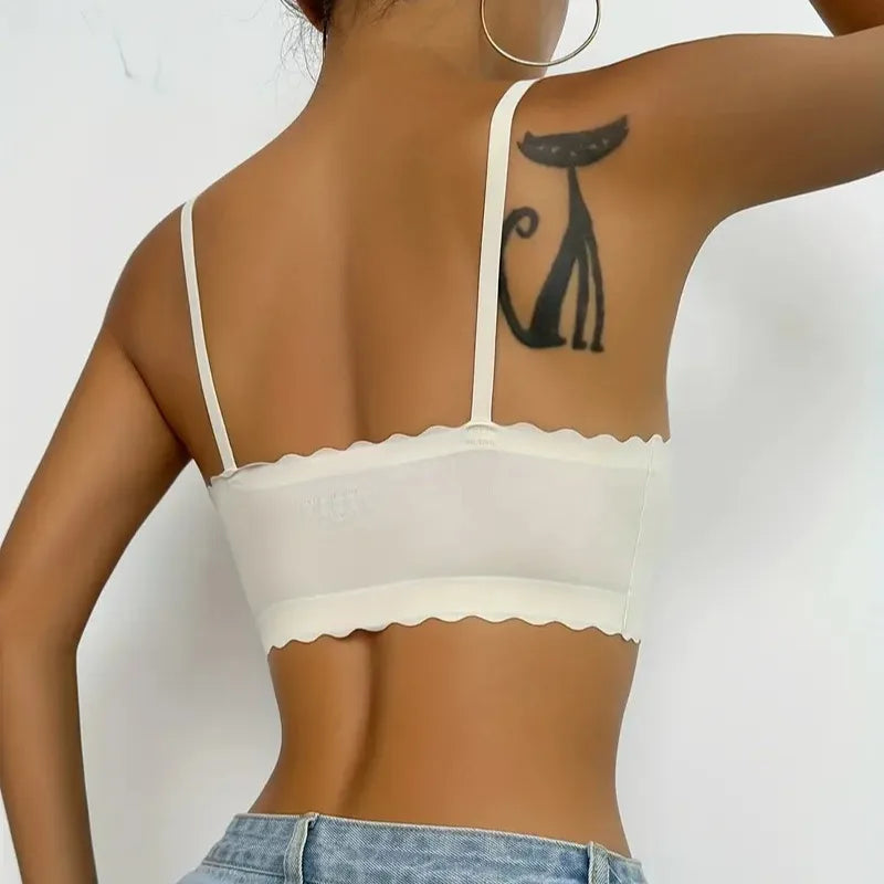 Seamless Ice Silk Ultra-Thin Breathable Bra Comfortable Breathable Underwear Women's Suspender Wavy Sexy Push-up Vest