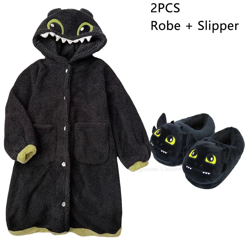Adult Kigurumi Toothless Dragon Onesie Pajamas Cosplay Costume Robes Anime Nightgown Halloween Cartoon Sleepwear Slipper