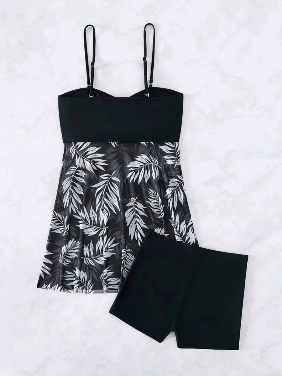 2026 Short Dress Tankini With Shorts Swimsuit Women Swimwear Female Padded Printed Bathing Swim Suit Swimming Beachwear Summer