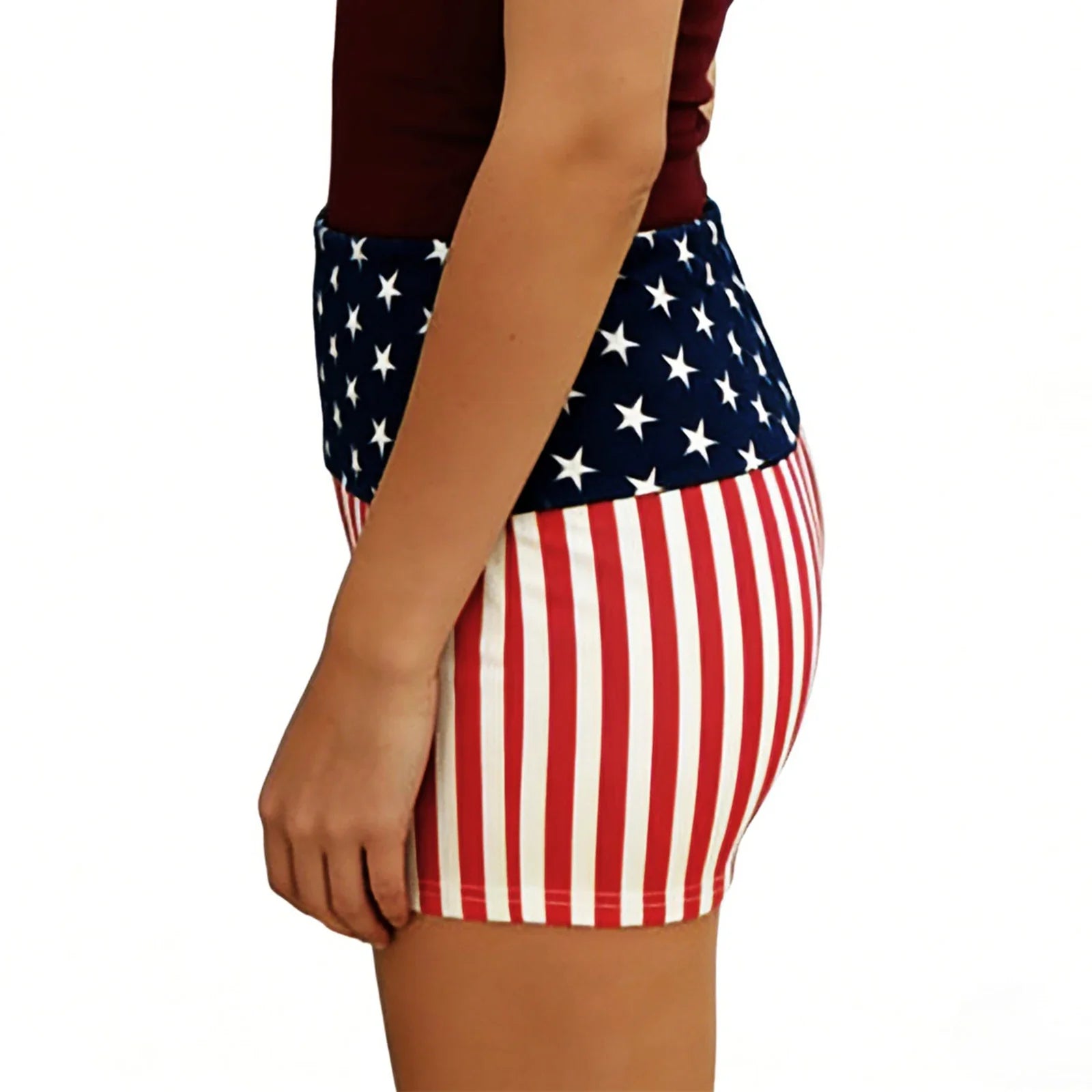 Women’s Streetwear Shorts Patriotic Shorts Casual Fold-Over Waist Stars and Stripes Print Slim Fit Shorts