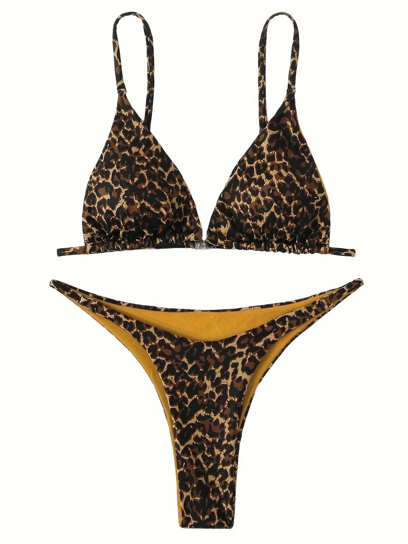 High Cut Micro Bikini Women Brown Leopard Bandage Push Up Bra Swimsuit Sexy Bathing Suit Padded Thong Swimwear Biquini 2026