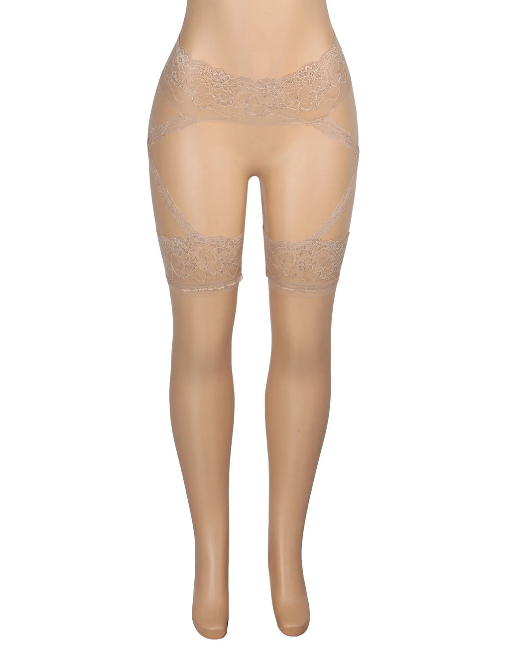 Luxury Lace Pantyhose Garter Belt Tights Cross Lace Waistband High Elastic Sexy Stockings Women Fashion Hosiery Plus Size XS-5XL