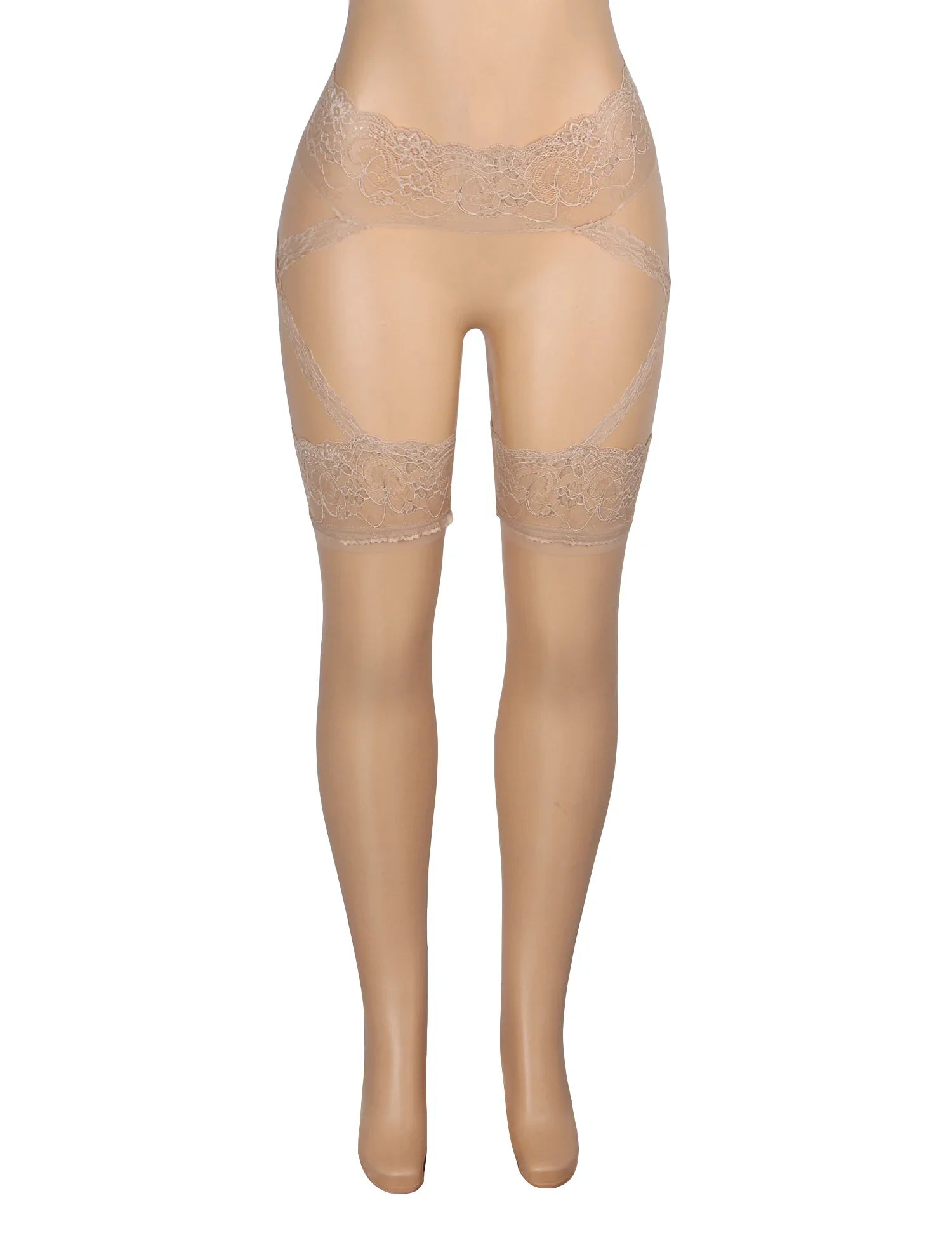 Luxury Lace Pantyhose Garter Belt Tights Cross Lace Waistband High Elastic Sexy Stockings Women Fashion Hosiery Plus Size XS-5XL