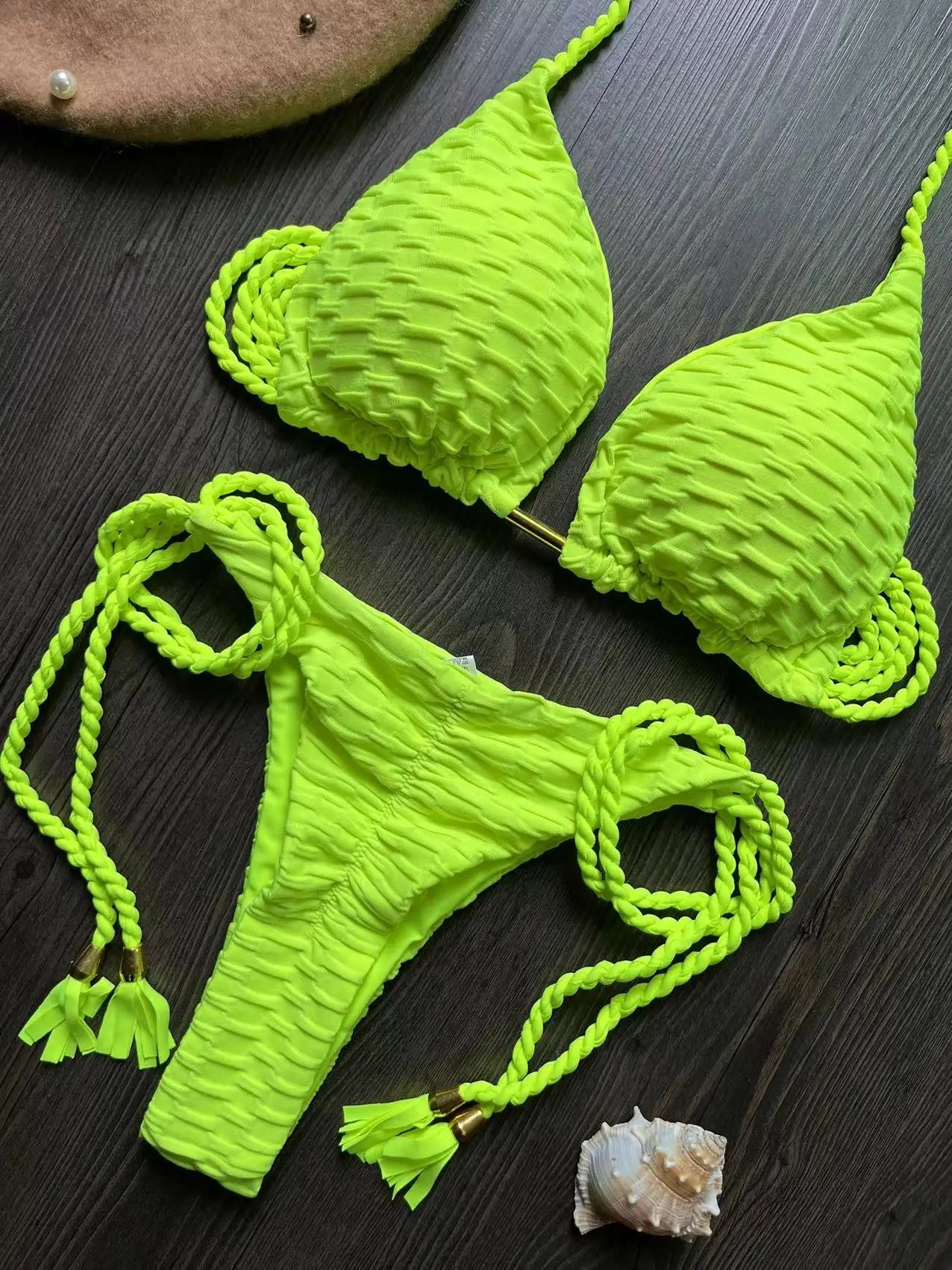 2026 new sexy bikini set with braided straps and split swimsuit 2-piece beach swimsuit