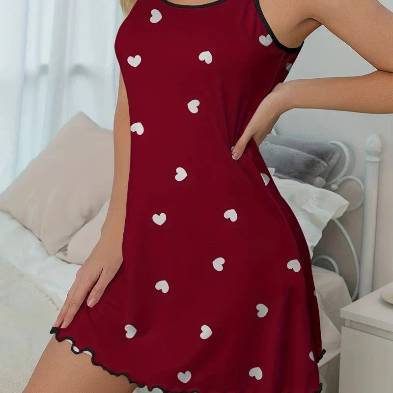 Sexy Pajamas Women's Silk Thin Suspender Nightdress Pink Nightgown Nightwear For Woman Home Clothes Sleepwear Ladies Mini Dress