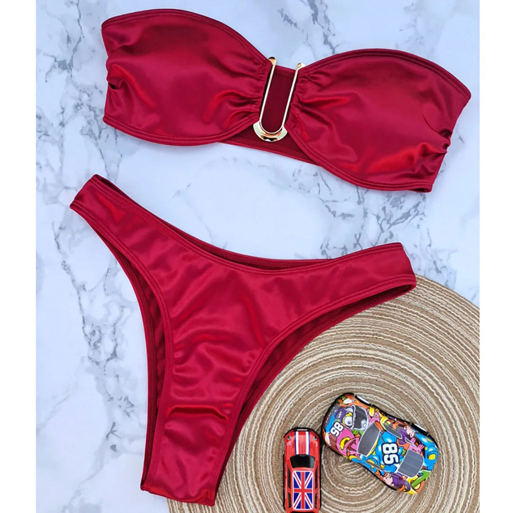 13 Color 2026 New Sexy Bandeau Bikini Women Swimwear Female Swimsuit Two-Pieces Bikini Set Padded Bather Bathing Suit Swim V4647