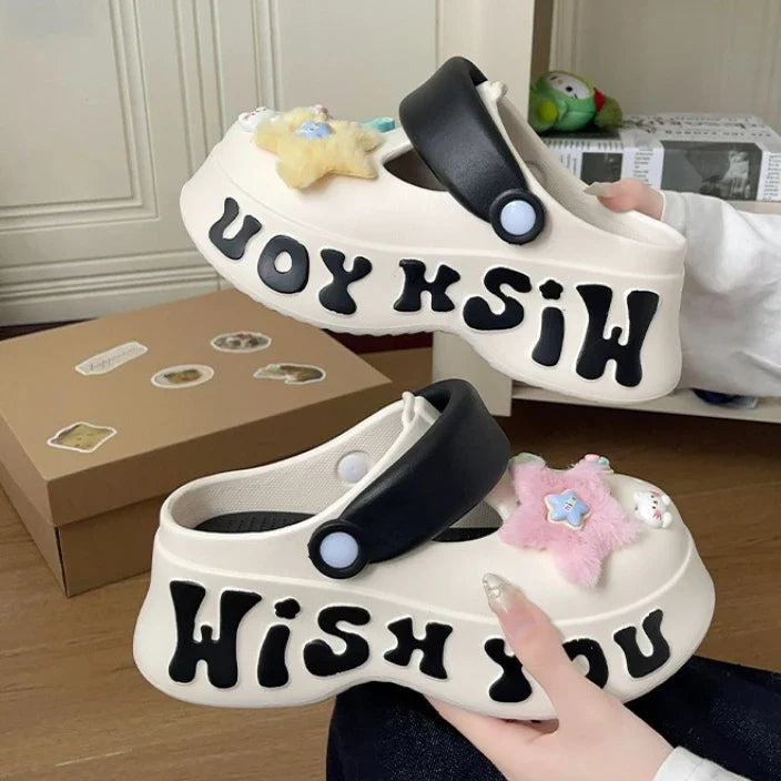 Clogs Thick-soled Slippers Women's Summer 2026 New Style Anti-slip Height-increasing Sandals and Slippers for Outdoor Wear