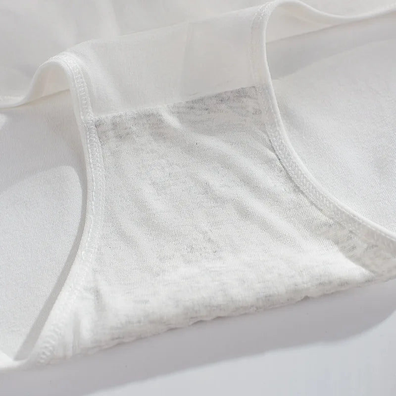 5Pcs Women Underwear Made Of Pure Cotton, Breathable Mid Waist, Pure Color, Thin Breathable Bow Underwear For Girls