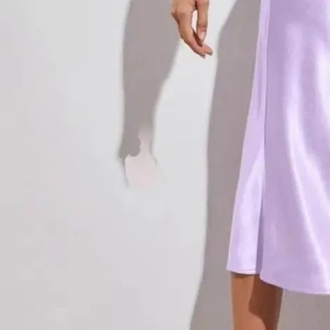 Satin-Like Shiny Skirt Women Midi Skirt High Waist Solid Color Mid-calf Length Skirt Soft Breathable Fabric Work Skirts