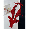 Pink Red Bather Bathing Suit Swim 3D Flower Deep V Neck One Piece Swimsuit Women Swimwear Female High Cut Leg Monokini V6986P