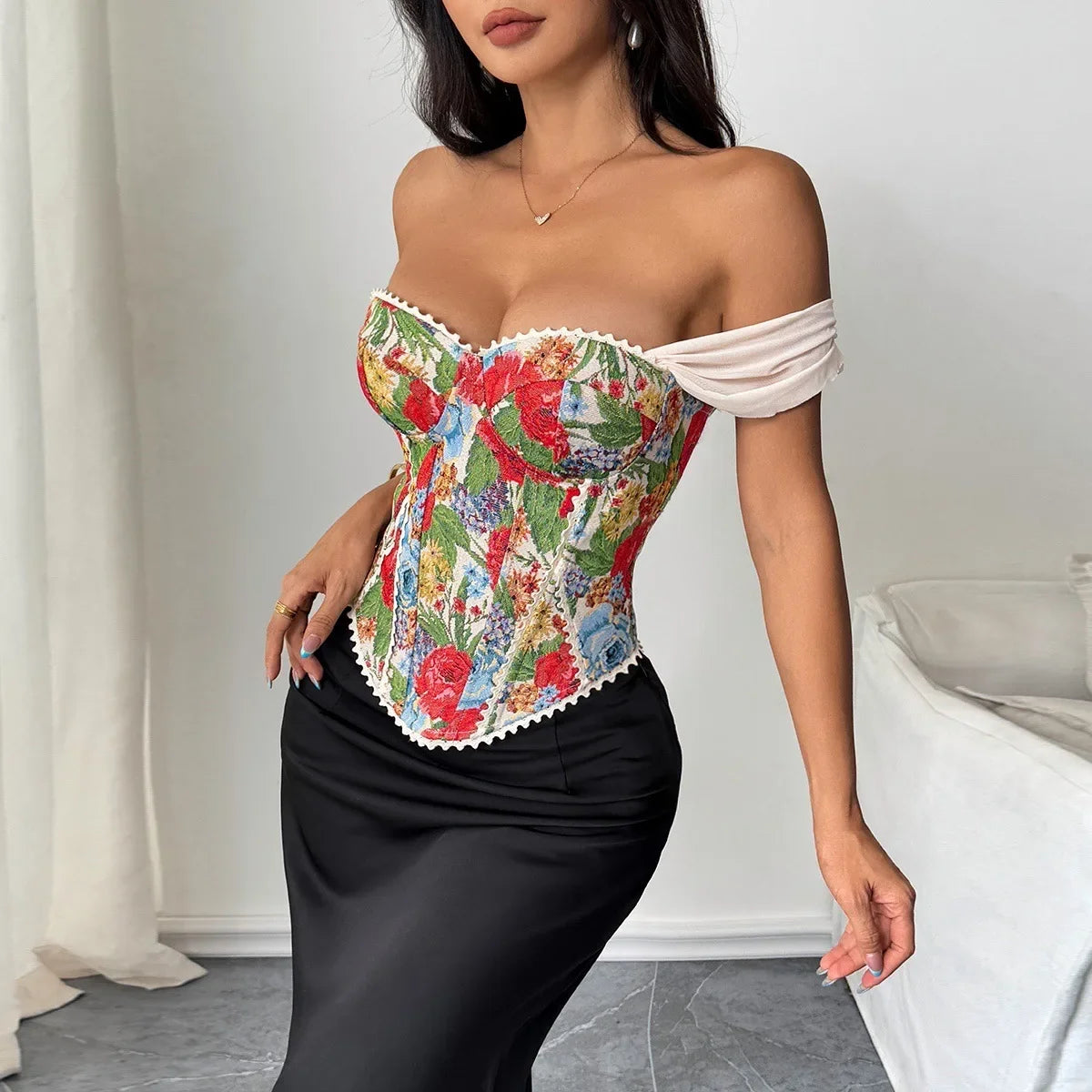Phantasy Vintage Strap Floral Print Tank Top Women French Style Pink Camisole Lady Elegant Blue Vest 2026 Summer Party Dress up