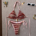 Printed Halter Bikini Women Swimwear Female Swimsuit High Leg Cut Padded Bather Bathing Suit Swim Two-pieces Bikini set K8119