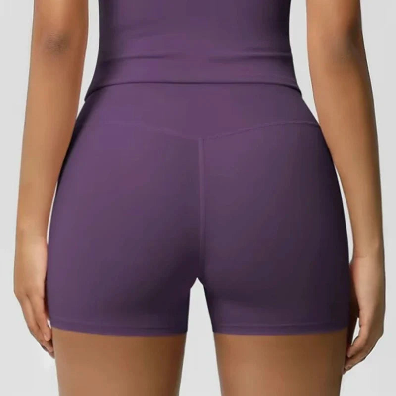 Women's High-Waist Quick-Drying Yoga Sports Shorts Nude Summer Fitness Running Training Three Quarter Length