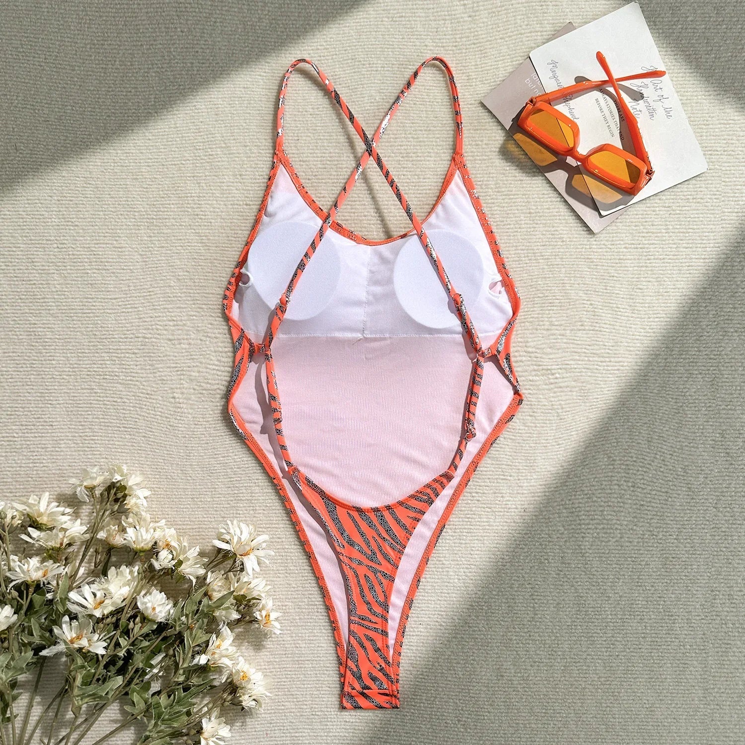Printed Extreme Mini Micro Thong Women Swimwear One Piece Swimsuit Female Cross Back High Cut Monokini Bather Bathing Suit Swim