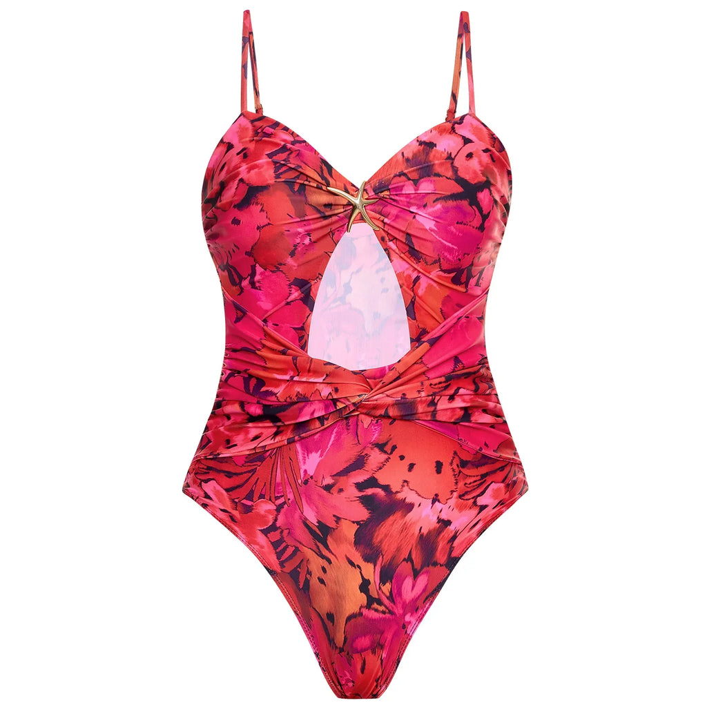 Floral Retro Printed Swimsuit with Cover up Women's Sexy Swimwear Bikini Female Bodysuit Bathingsuit Beachwear 2025