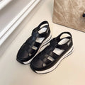 Ladies Shoes 2026 High Quality Buckle Strap Women's Sandals New Closed Toe Office and Career Summer Solid Wedge Sandals