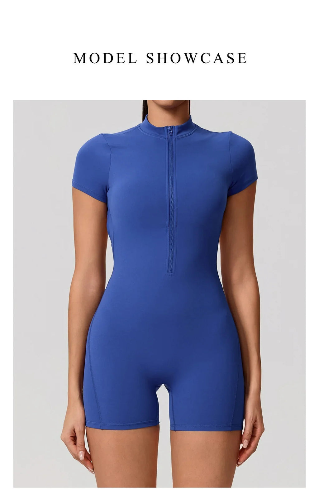 Hearuisavy Summer Women's Short Sleeved Sports Overalls Running Yoga Jumpsuit High Stretch Push Up Fitness Bodysuit With Zipper