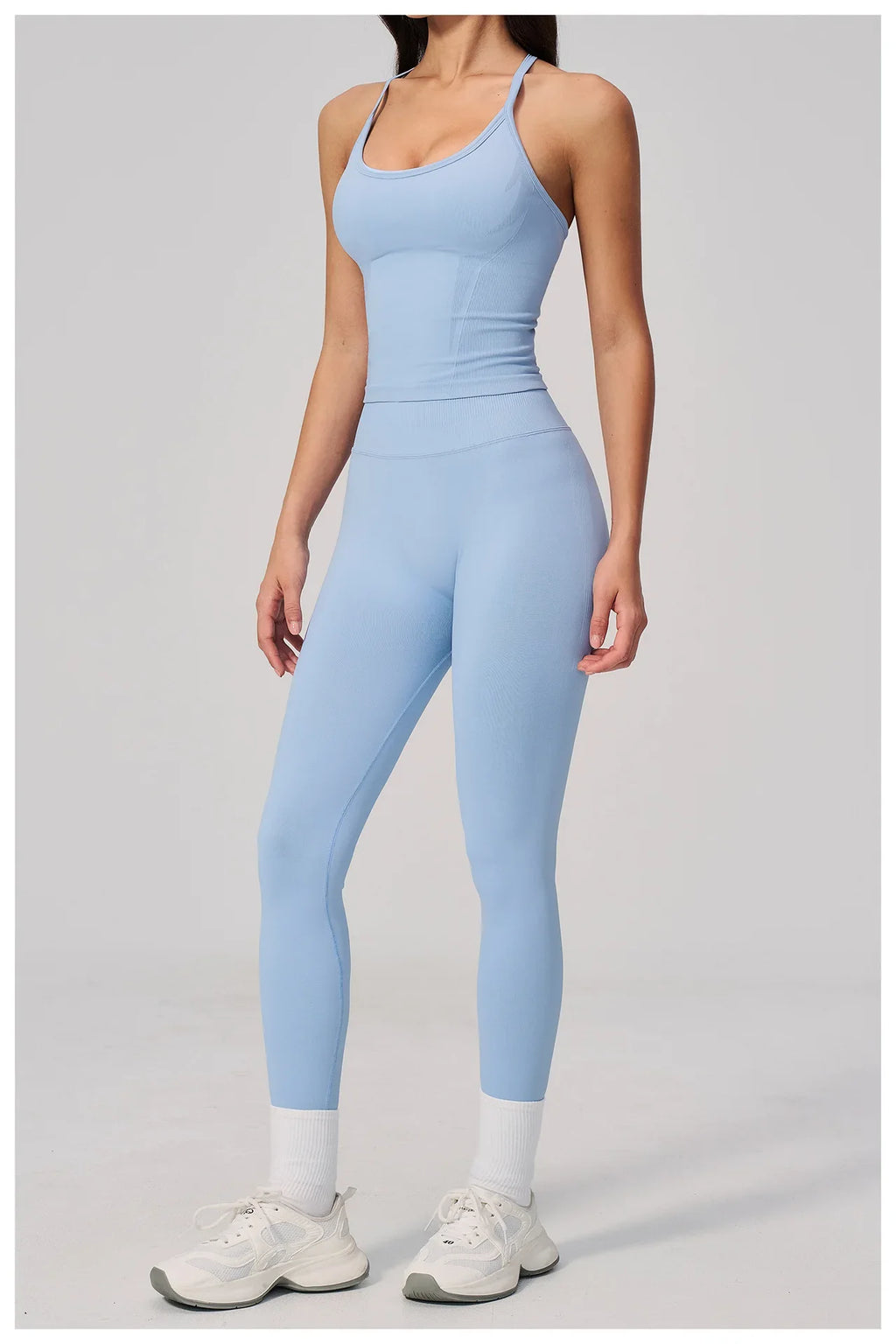 Summer Seamless Yoga Sets Women Outdoor Slimming Sports Tank Top High Waist Hip Lifting Leggings Gym Fitness Suits Tracksuit
