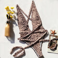 Sexy One Piece Swimsuit Swimwear Women Leopard Patchwork Cross Long Straps Deep V-neck Bathing Suit Beach Banadores Mujer 2026