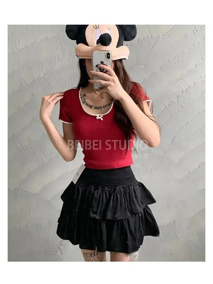Cake Skirt White Fluffy High Waisted Girlish Style Short Half Skirt Black Ballet Skirt Fashion Sweet Korean Women 2026 New 55OK