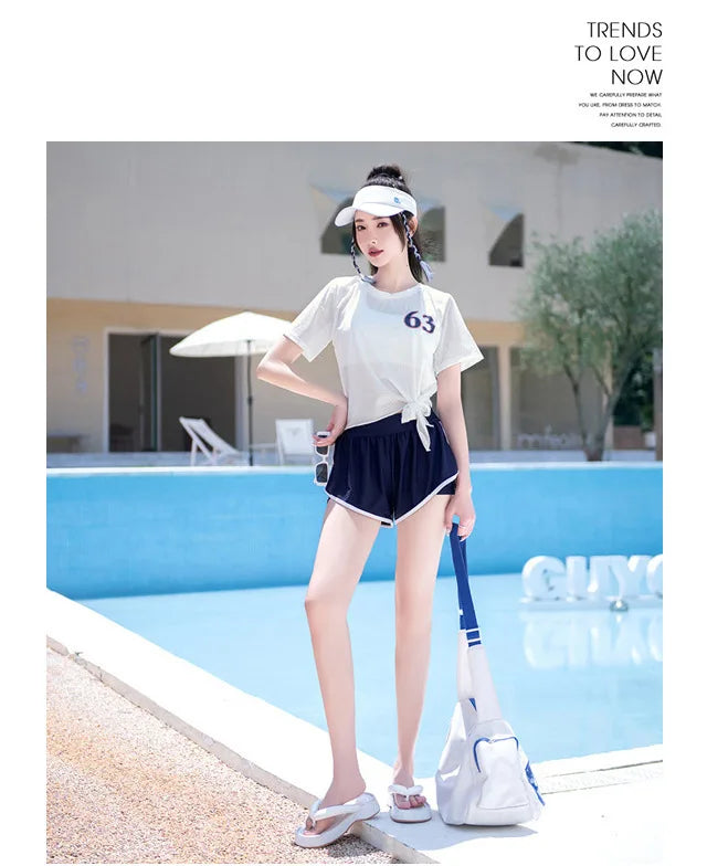 New High-end Split Swimsuit with Sports Style and Flat Angle Pants for Slimming and Vacation Swimsuits Cross-border